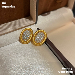 925 Silver & Zirconia Bathtub Ring/Earrings - Gold Plated Vintage Luxury Jewelry Set