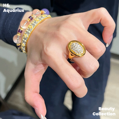 925 Silver & Zirconia Bathtub Ring/Earrings - Gold Plated Vintage Luxury Jewelry Set