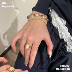 925 Silver & Zirconia Bathtub Ring/Earrings - Gold Plated Vintage Luxury Jewelry Set