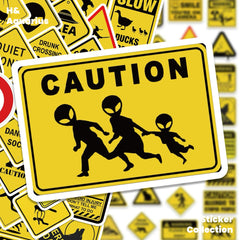 53pcs Funny Warning Sign Stickers - Humor Meme Decals for Phone Case Laptop Luggage DIY Waterproof