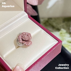 925 Silver & Zirconia Red Rose Necklace - Silver Luxury Sweet Princess Style Chain