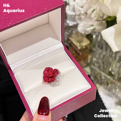 925 Silver & Zirconia Red Rose Necklace - Silver Luxury Sweet Princess Style Chain