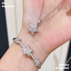 925 Silver & Zirconia Starry Necklace - Silver Plated Luxury Pav¨¦ Fashion Chain