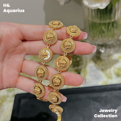 Copper Alloy Medusa Choker Necklace - Vintage Handmade Heavy Gold Plated Jewelry for Women
