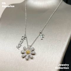 925 Silver & Zirconia Daisy Jewelry Set - Minimalist Fashion Necklace/Ring Silver