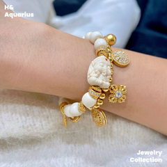 Cream Elephant Bracelet - Chinese Ethnic Style Natural Mammoth Bead DIY Jewelry