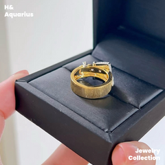 925 Silver & Zirconia Buckle Ring - Gold Plated Minimalist Statement Ring