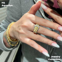 925 Silver & Zirconia Buckle Ring - Gold Plated Minimalist Statement Ring