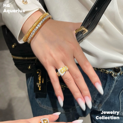 925 Silver & Zirconia Buckle Ring - Gold Plated Minimalist Statement Ring