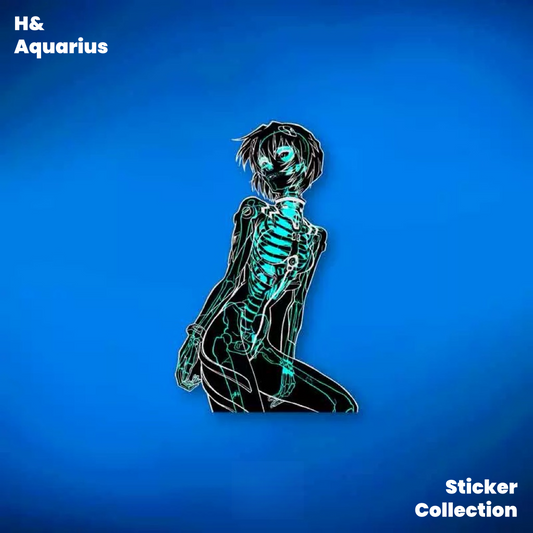 Reflective EVA Rei Ayanami X-Ray Skeleton Car Sticker - Waterproof Decal for Vehicle Motorcycle Luggage