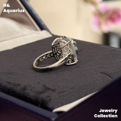Ice Clear Aquamarine Ring and Necklace - 925 Silver Natural Crystal Minimalist Luxury Pendant