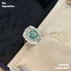 Ice Clear Aquamarine Ring and Necklace - 925 Silver Natural Crystal Minimalist Luxury Pendant