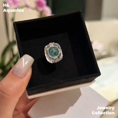 Ice Clear Aquamarine Ring and Necklace - 925 Silver Natural Crystal Minimalist Luxury Pendant