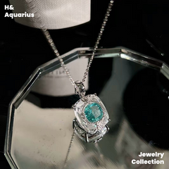 Ice Clear Aquamarine Ring and Necklace - 925 Silver Natural Crystal Minimalist Luxury Pendant