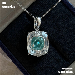 Ice Clear Aquamarine Ring and Necklace - 925 Silver Natural Crystal Minimalist Luxury Pendant