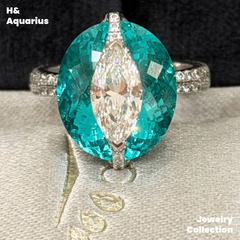 Synthetic YAG Neon Glow Ring - 925 Silver Minimalist Blue Pendant Ring