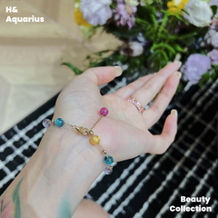 925 Silver & Zirconia Dopamine Bracelet - Colorful Summer Stackable Charm Chain