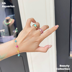 925 Silver & Zirconia Dopamine Bracelet - Colorful Summer Stackable Charm Chain