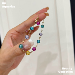 925 Silver & Zirconia Dopamine Bracelet - Colorful Summer Stackable Charm Chain