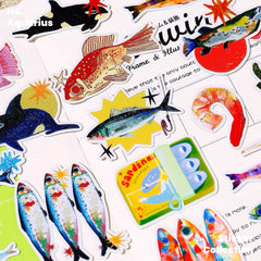 Retro and cool fish notebook stickers cute cartoon ins phone case salt notebook diary decoration small materials