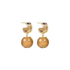 Copper Alloy & Resin Earrings - Multi-Color Translucent Bead Drop Earrings
