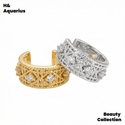 925 Silver & Zirconia Diamond Ear Cuff - Minimalist Luxury Clip-On Earrings for Women