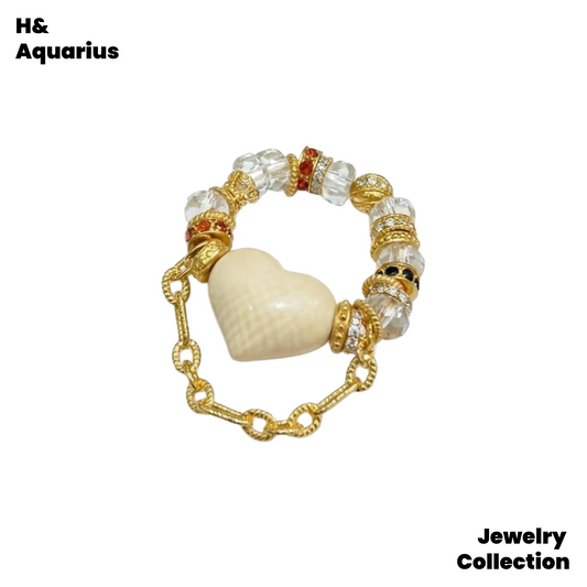 Heart Ring - Natural Mammoth Ivory Ethnic Style Handmade Ring