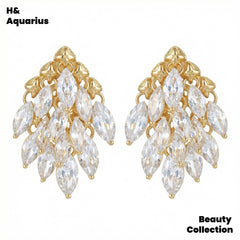 925 Silver & Zirconia Starry Dome Earrings - Luxury Elegant Statement Dangle Earrings