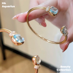 Blue Ocean Bracelet - Natural Topaz Bangle with Certificate