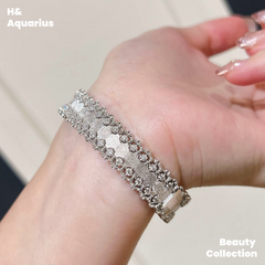 925 Silver & Zirconia Brushed Lace Bangle - Vintage Luxury Classic Bracelet