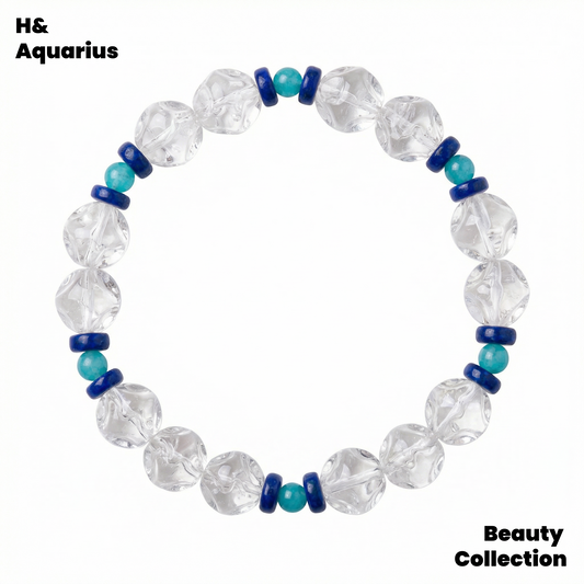 Planet Bead Bracelet - White Crystal Earth Design Unisex Jewelry with Certificate