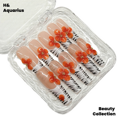 H&Aquarius SUMMER Collections 10PCS Handmade PressOn Nails REUSABLE 3D Gel fake nails acrylic press nails /Summer 2025 H&A-007