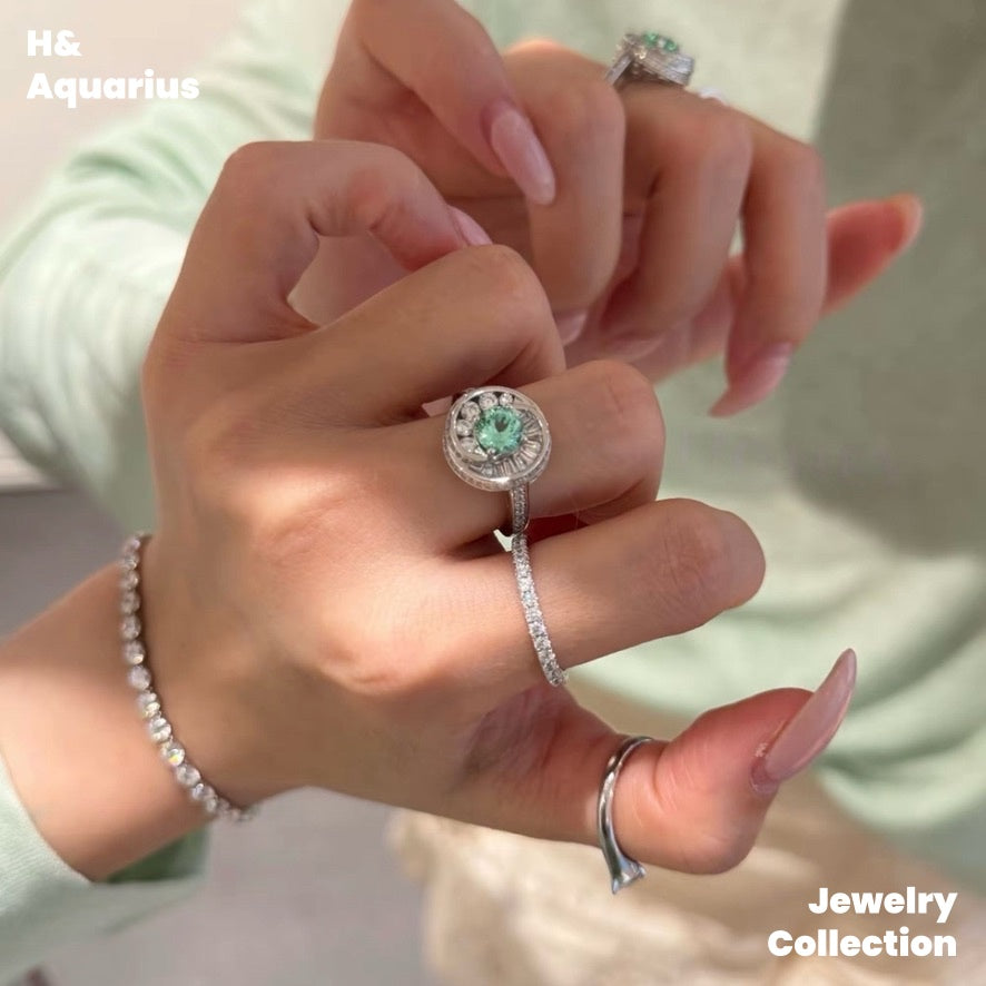 Synthetic YAG Mint Mambo Ring - 925 Silver Minimalist Luxury Fashion Ring