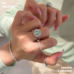 Synthetic YAG Mint Mambo Ring - 925 Silver Minimalist Luxury Fashion Ring