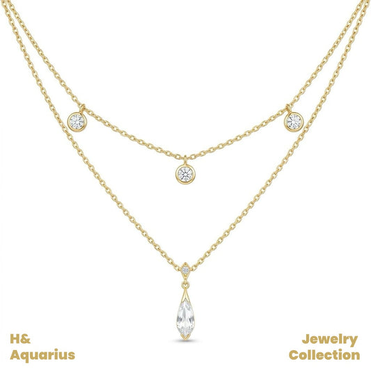 Moonlight Ripple Necklace - 925 Silver Crystal Minimalist Luxury Chain