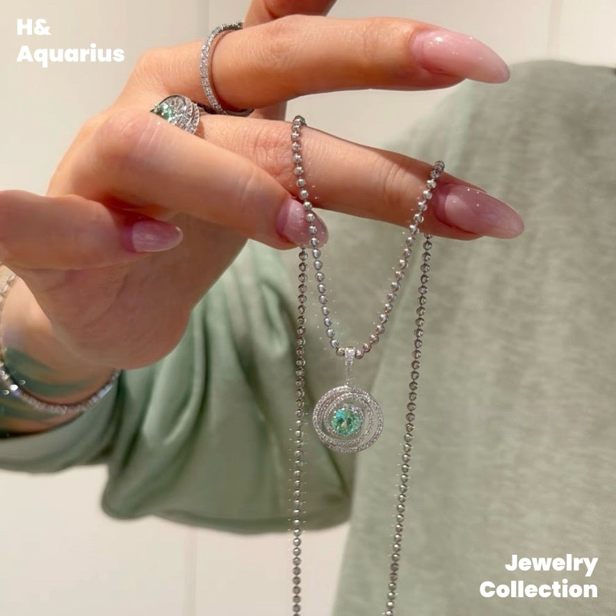 Synthetic YAG Mint Mambo Pendant - 925 Silver Minimalist Luxury Fashion Necklace