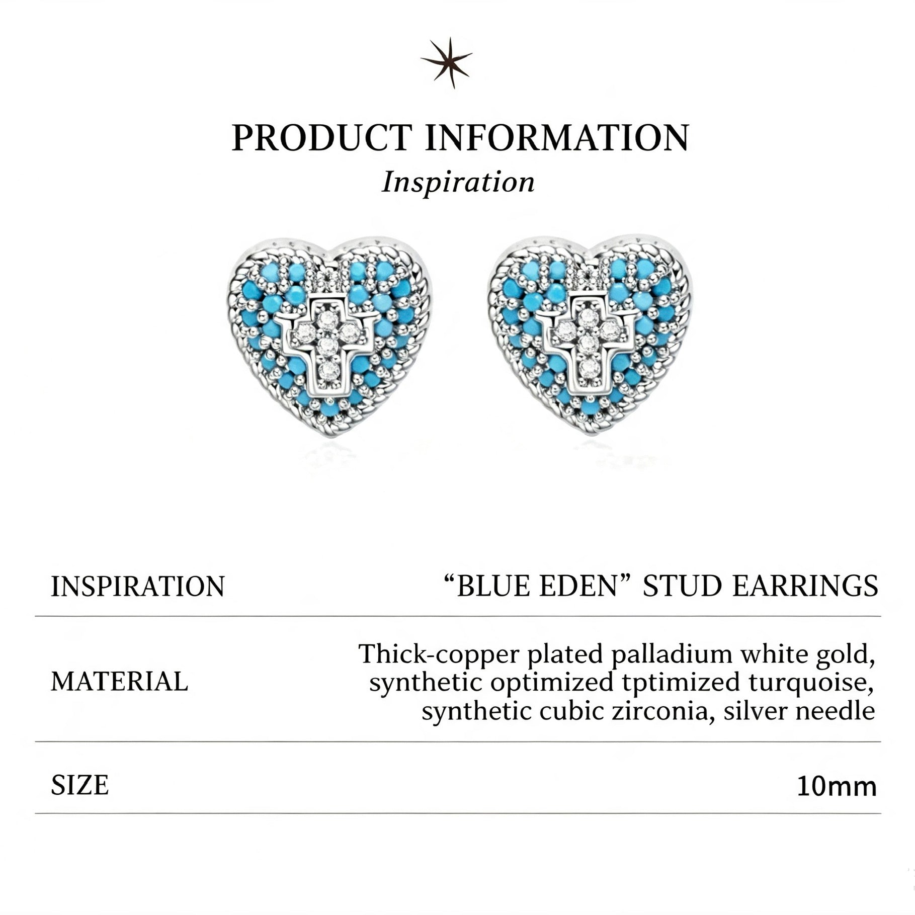 Brass Necklace Blue Eden Cross Pendant Long Chain for Sweater