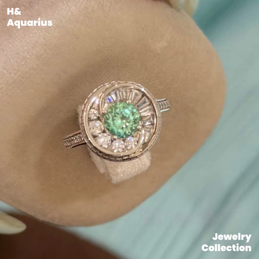 Synthetic YAG Mint Mambo Ring - 925 Silver Minimalist Luxury Fashion Ring