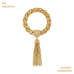 925 Silver & Zirconia Gold Tassel Ring - Minimalist Vintage Luxury Stackable Ring