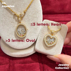 Pendant: 925 Silver & Zirconia "Heart Gallery" Charm - DIY Letter Pendant with Clasp