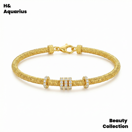 925 Silver & Zirconia Sparkling Galaxy Bracelet - Luxury Sliding Bead Chain for Women