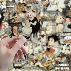 [Transparent] 160 pieces of fairy tale sticker cartoon ancient American retro notebook material waterproof biy sticker