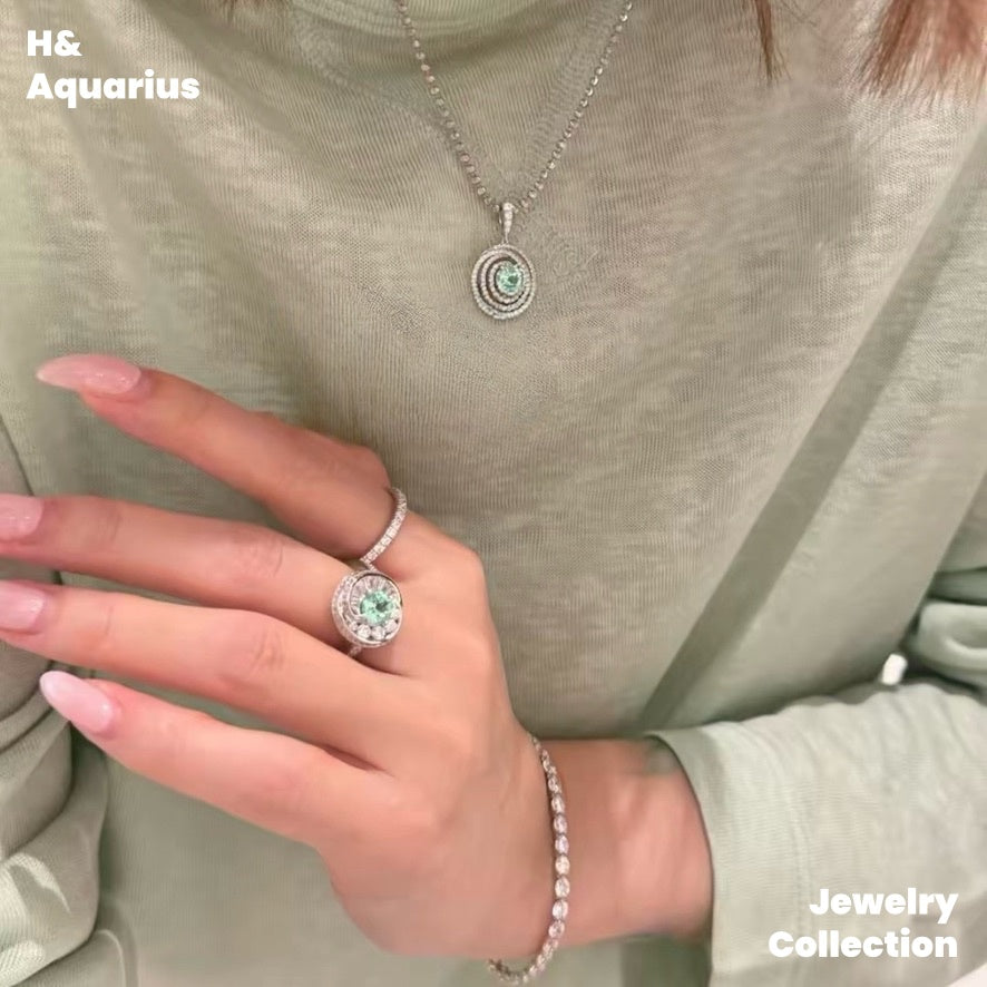 Synthetic YAG Mint Mambo Ring - 925 Silver Minimalist Luxury Fashion Ring