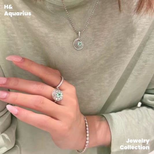 Synthetic YAG Mint Mambo Ring - 925 Silver Minimalist Luxury Fashion Ring
