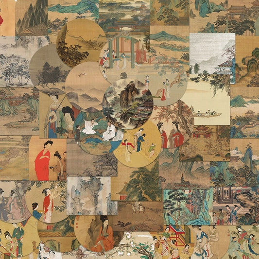 61 Pcs Chinese Antique Stickers Laptop iPad Luggage Stickers Waterproof Phone Case Creative Stickers