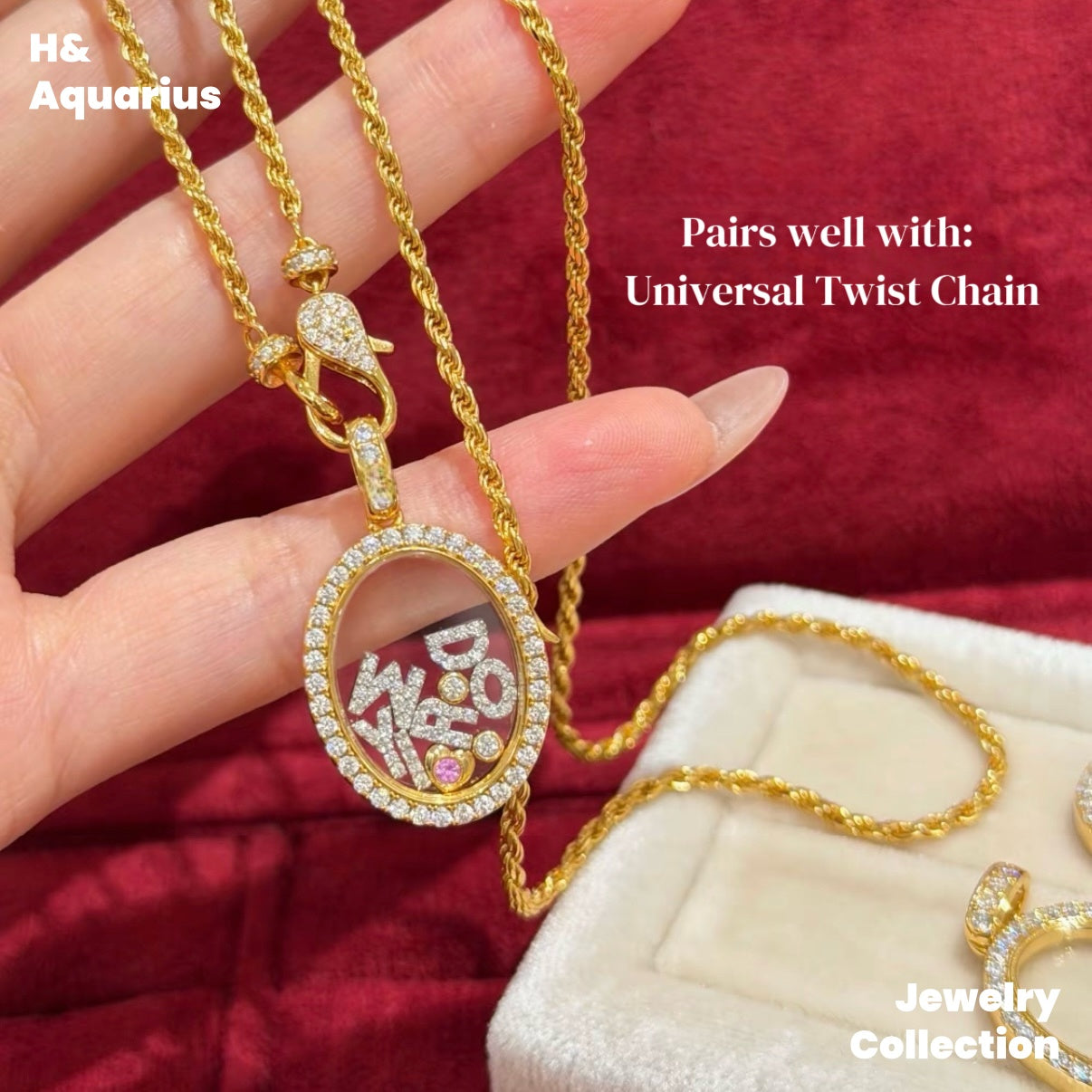 Pendant: 925 Silver & Zirconia "Heart Gallery" Charm - DIY Letter Pendant with Clasp