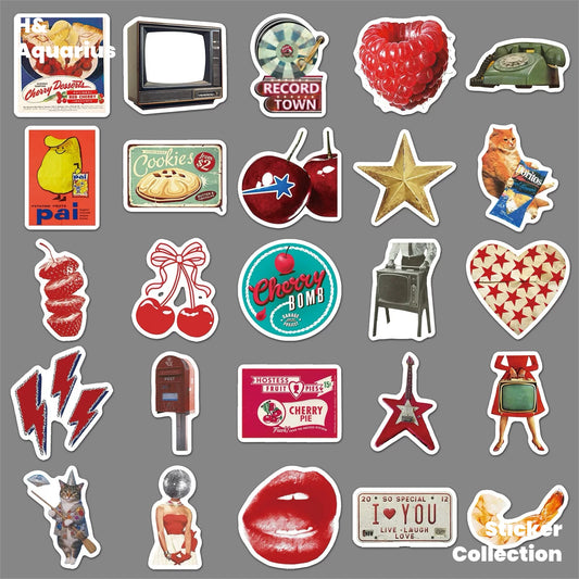 50 American Vintage Pattern Graffiti Stickers Cartoon Creative Collage Decorative Phone Case Skateboard Notebook Stickers
