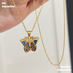 925 Silver Synthetic Zirconia Butterfly Necklace, Minimalist Luxury Elegant Unique Women's Necklace