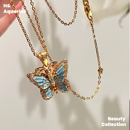 925 Silver Synthetic Zirconia Butterfly Necklace, Minimalist Luxury Elegant Unique Women's Necklace