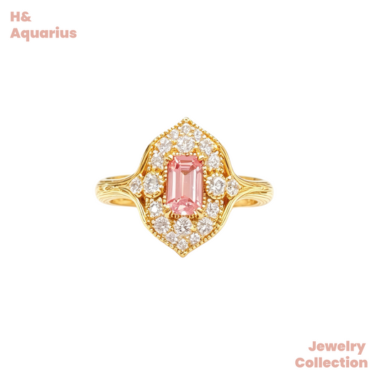 925 Silver & Zirconia Honey Gold Eave Ring - Minimalist Sweet Princess Style Stackable Ring